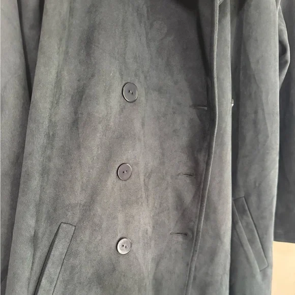Like New, sᴀᴅɪᴇ & sᴀɢᴇ, Women's Microsuede Trench Coat I Dark Green, sᴍᴀʟʟ